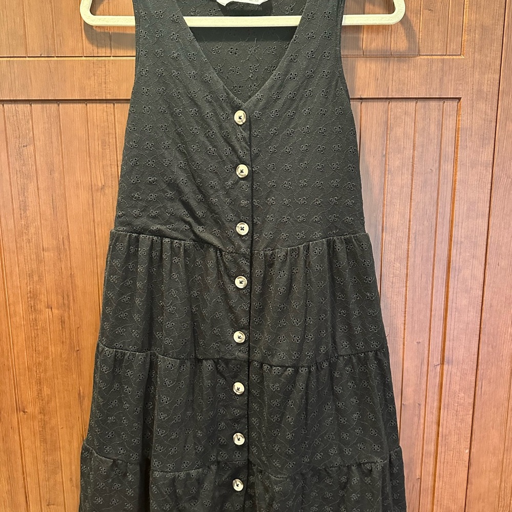 Black Button-Down Midi Dress